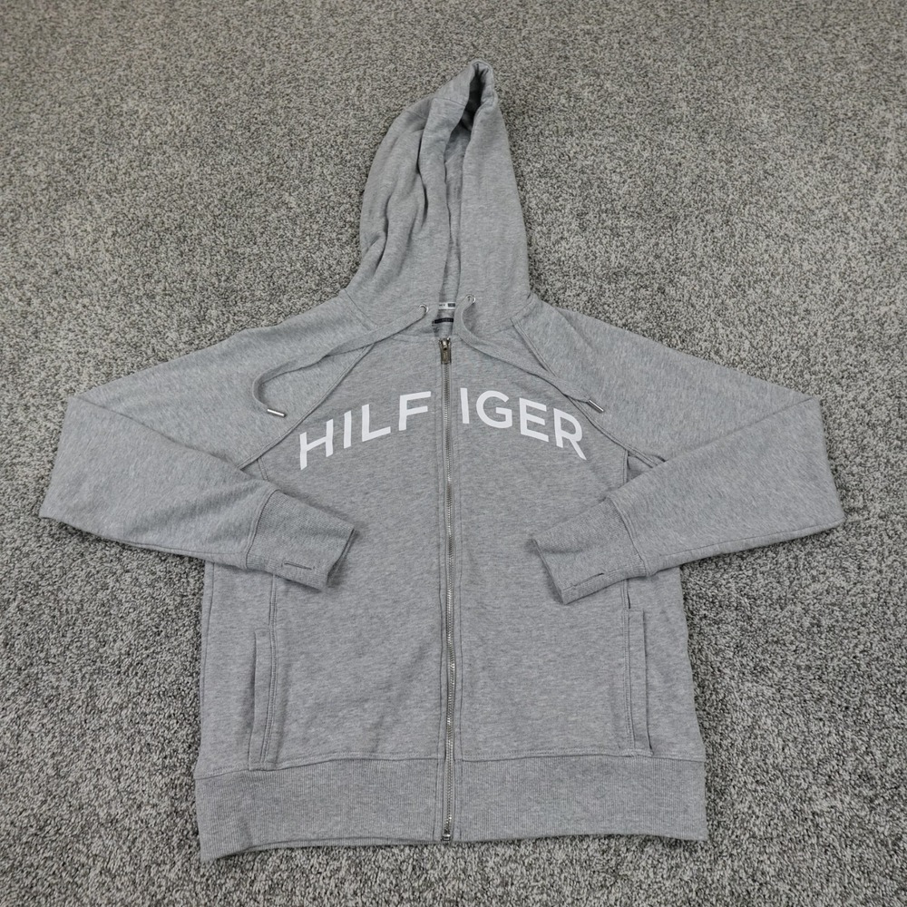 Tommy Hilfiger Hoodie Womens S Gray Zip Sweatshirt Sweater Sport Jacket Athletic